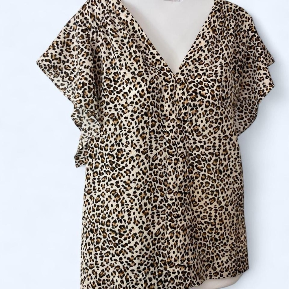 Sanctuary leopard print blouse with ruffle sleeves #boho M